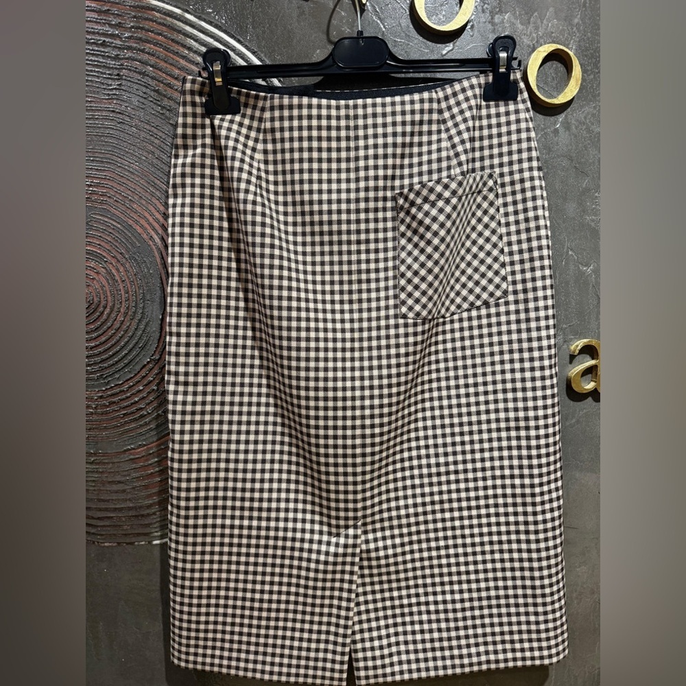 Baum und pferdgarten Black and tan Checkered Pencil Skirt size 8 - Picture 2 of 4